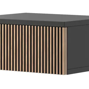 Wisząca szafka nocna z lamelami czarny + naturalny – Joero 198123 Wisząca szafka nocna z lamelami czarny + naturalny – Joero 198123