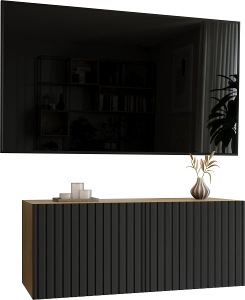 Wisząca szafka RTV 100 cm ryflowana LORI 972286