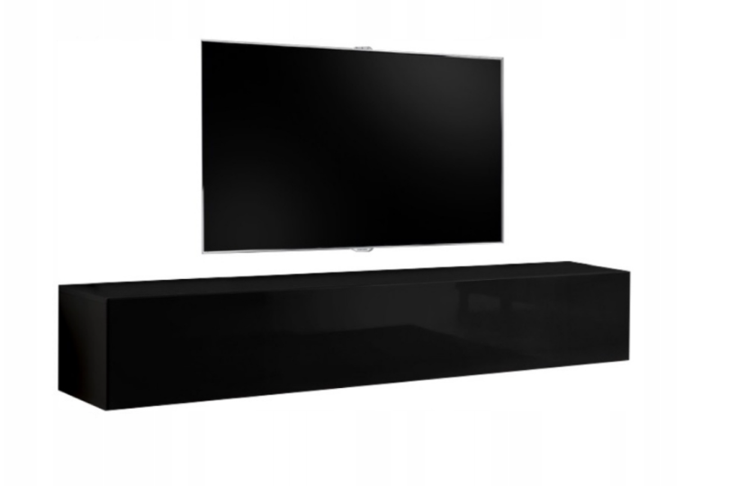 Wisząca Szafka RTV 180cm Czarny połysk SIX w 5 dni 804361