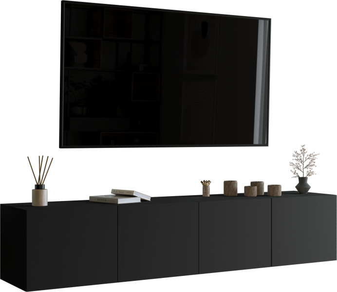 Wisząca szafka RTV 200 cm LORI czarny 992496