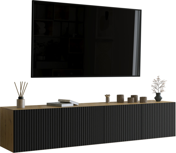 Wisząca szafka RTV 200 cm LORI ryflowana 992497