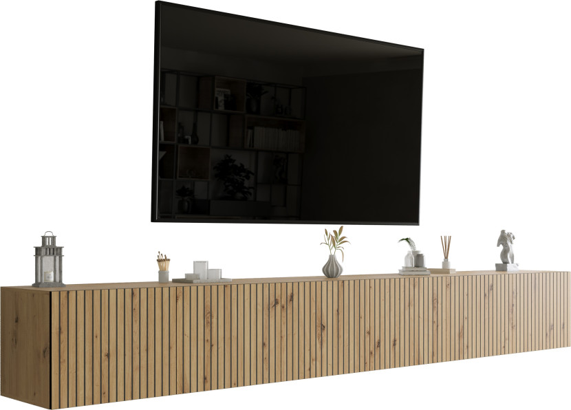 Wisząca szafka RTV 300 cm ryflowana LORI 1004787