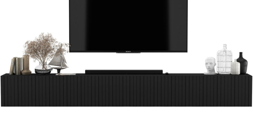 Wisząca Szafka RTV Glamour Komoda 300 cm Czarny MAT 115909