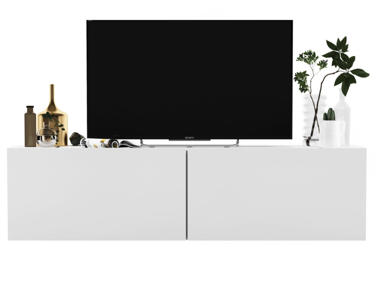 Wisząca szafka RTV Mała komoda biała MAT 120 cm 58063
