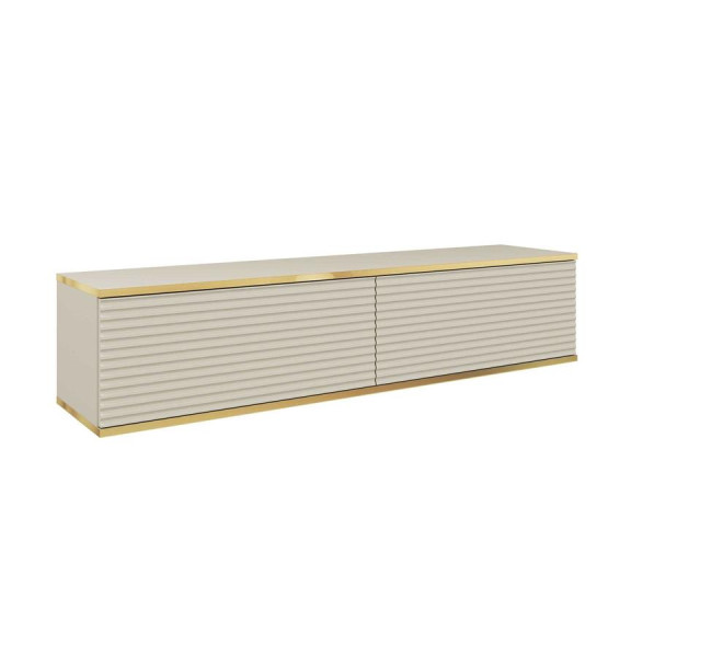 Wisząca szafka RTV ORO MDF 135cm Beżowa lamelowane fronty 288789