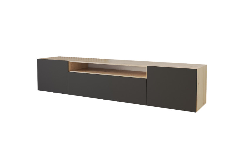 Wisząca szafka RTV system Push-to-Open ELIO-W - 200x40x41 cm - Beżowy 654516