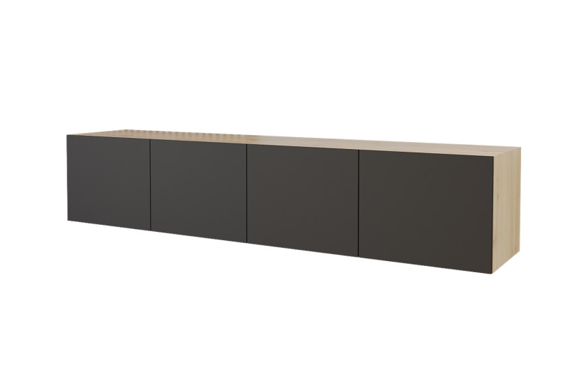 Wisząca szafka RTV system Push-to-Open ELIO-W - 2x100x40x40 cm - Beżowy 654972