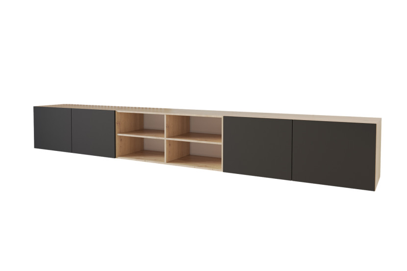 Wisząca szafka RTV system Push-to-Open ELIO-W - 3x100x40x40 cm - Beżowy 654964