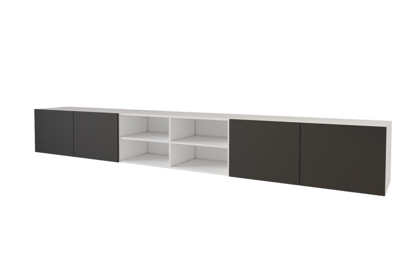 Wisząca szafka RTV system Push-to-Open ELIO-W - 3x100x40x40 cm - Biały 654959