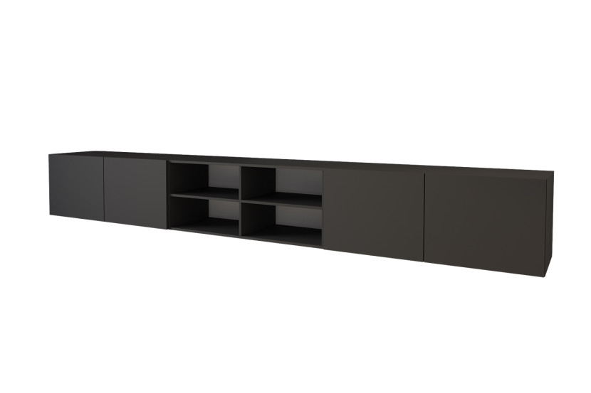 Wisząca szafka RTV system Push-to-Open ELIO-W - 3x100x40x40 cm - Czarny 655001