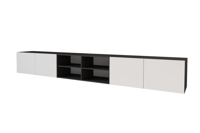 Wisząca szafka RTV system Push-to-Open ELIO-W - 3x100x40x40 cm - Czarny 654990
