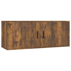 Wisząca szafka telewizyjna przydymiony dąb 100×34.5×40 cm 867375 Wisząca szafka telewizyjna przydymiony dąb 100×34.5×40 cm 867375