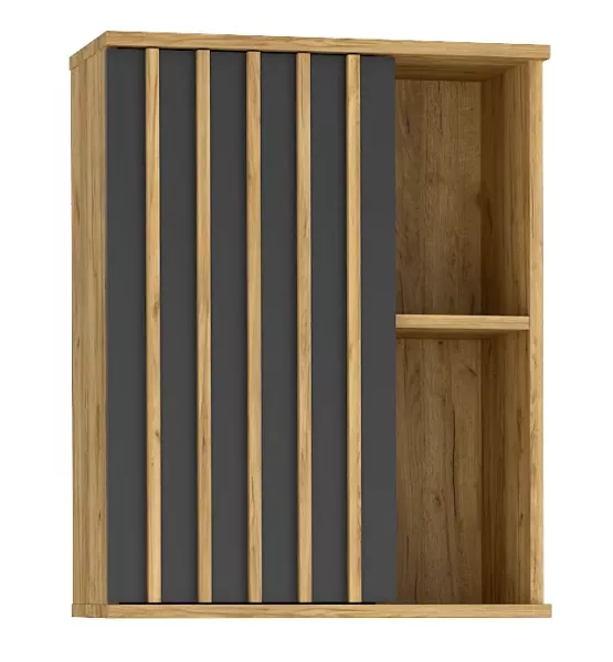 Wisząca szafka w stylu loft z czarnymi lamelami - Orlo 203008