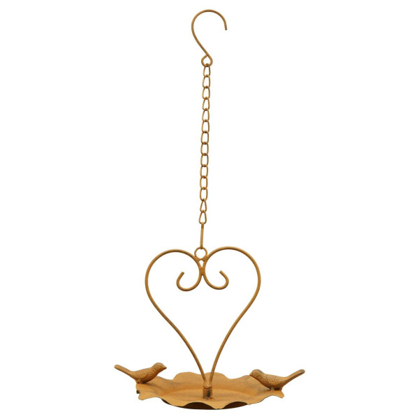 Wiszące poidełko dla ptaków metalowe serce z ptaszkami vintage 46 cm 1042987