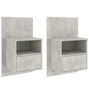 Wiszące szafki nocne, 2 szt., szarość betonu 742041 Wiszące szafki nocne, 2 szt., szarość betonu 742041