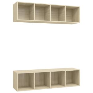 Wiszące szafki TV 2 szt. dąb sonoma materiał drewnopochodny 766966 Wiszące szafki TV 2 szt. dąb sonoma materiał drewnopochodny 766966