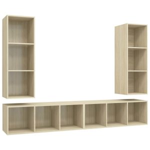 Wiszące szafki TV 4 szt. dąb sonoma płyta wiórowa 771208 Wiszące szafki TV 4 szt. dąb sonoma płyta wiórowa 771208