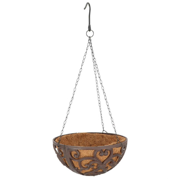 Wiszący Kosz Metalowy 30cm z Wkładem Kokosowym 796617