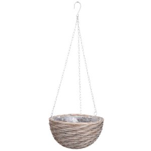 Wiszący kwietnik wiklinowy z donicą na łańcuszku 30 cm wysokość 60 cm 1043634 Wiszący kwietnik wiklinowy z donicą na łańcuszku 30 cm wysokość 60 cm 1043634