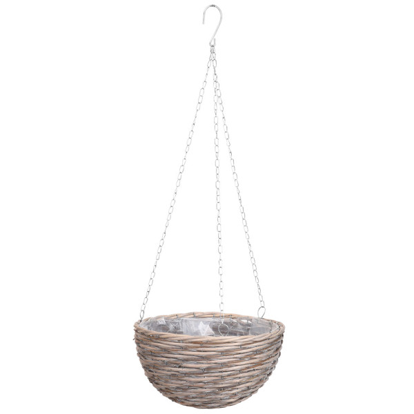 Wiszący kwietnik wiklinowy z donicą na łańcuszku 30 cm wysokość 60 cm 1043634