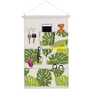 Wiszący organizer do przechowywania zabawek beżowy w liście 357053 Wiszący organizer do przechowywania zabawek beżowy w liście 357053