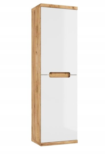 Wiszący słupek łazienkowy 40 cm połysk biały dąb craft Ronda NEW 750919