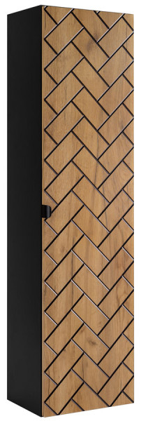 Wiszący słupek łazienkowy czarny + dąb craft złoty - Luvro 390586