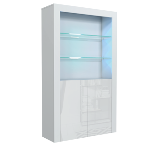 Witryna 170cm ONE FURNITURE – Biały Laminat & Połysk Drzwi 202433