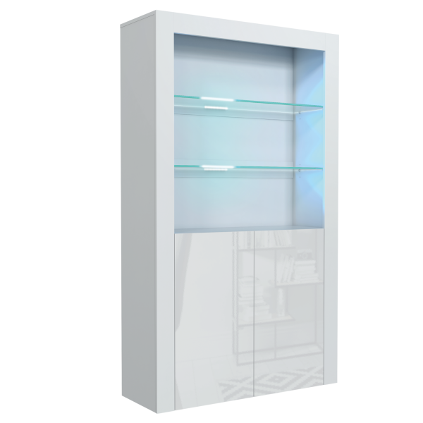 Witryna 170cm ONE FURNITURE - Biały Laminat & Połysk Drzwi 202433