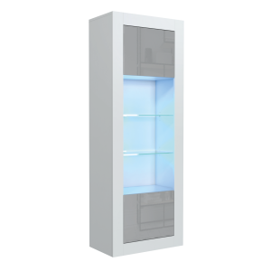 Witryna 170cm ONE FURNITURE – Biały Laminat & Szare Drzwi 202431