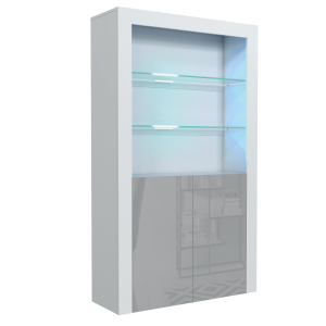 Witryna 170cm ONE FURNITURE – Biały Laminat & Szary 202434