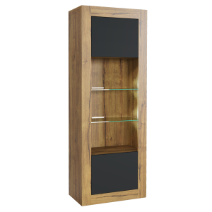 Witryna 170cm ONE FURNITURE – Laminat Dębowy & Czarny 202589 Witryna 170cm ONE FURNITURE – Laminat Dębowy & Czarny 202589