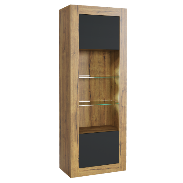 Witryna 170cm ONE FURNITURE - Laminat Dębowy & Czarny 202589