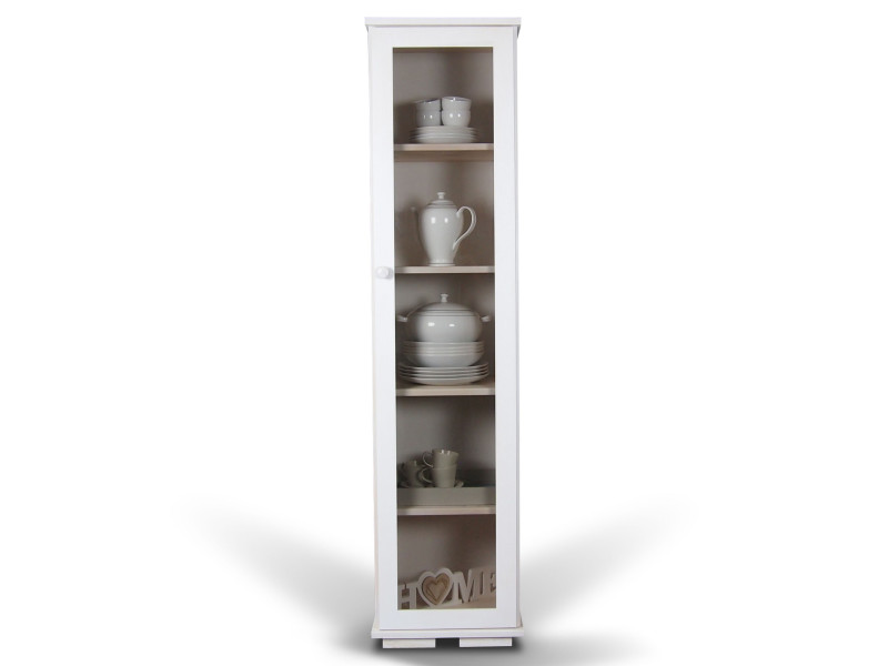 Witryna 44 cm szklana drewniana Modern I, kolor bielony, szkło dymione 400908
