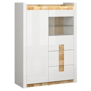 Witryna Alameda 102 cm z 2 drzwiami i 2 szufladami biały połysk 26731 Witryna Alameda 102 cm z 2 drzwiami i 2 szufladami biały połysk 26731