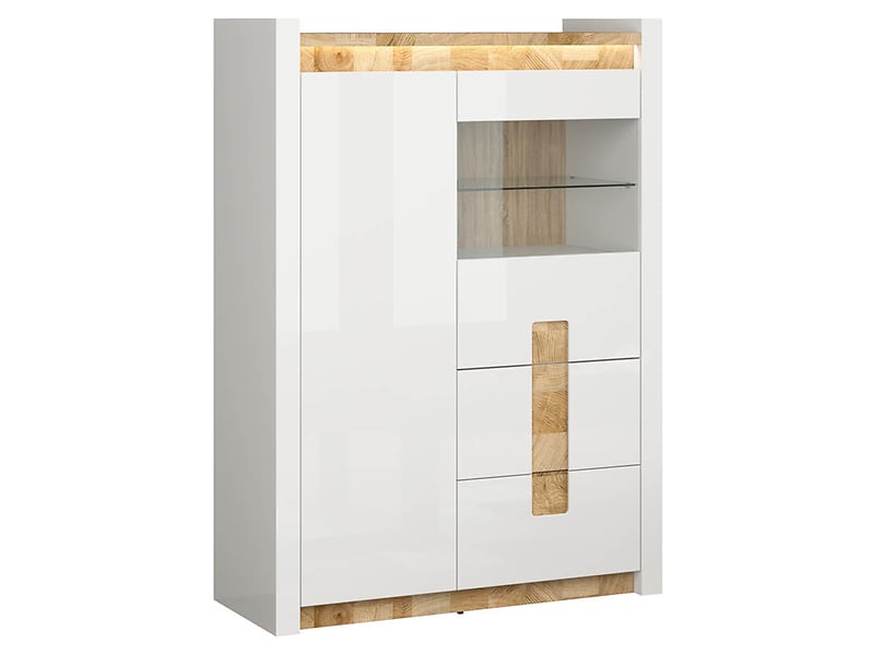 Witryna Alameda 102 cm z 2 drzwiami i 2 szufladami biały połysk 26731