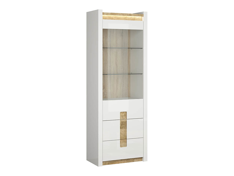 Witryna Alameda 72 cm z drzwiami i 2 szufladami biały połysk 36705