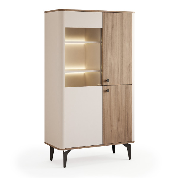 Witryna BELLAGIO z oświetleniem LED - Cashmere/Orzech Royal 1060728