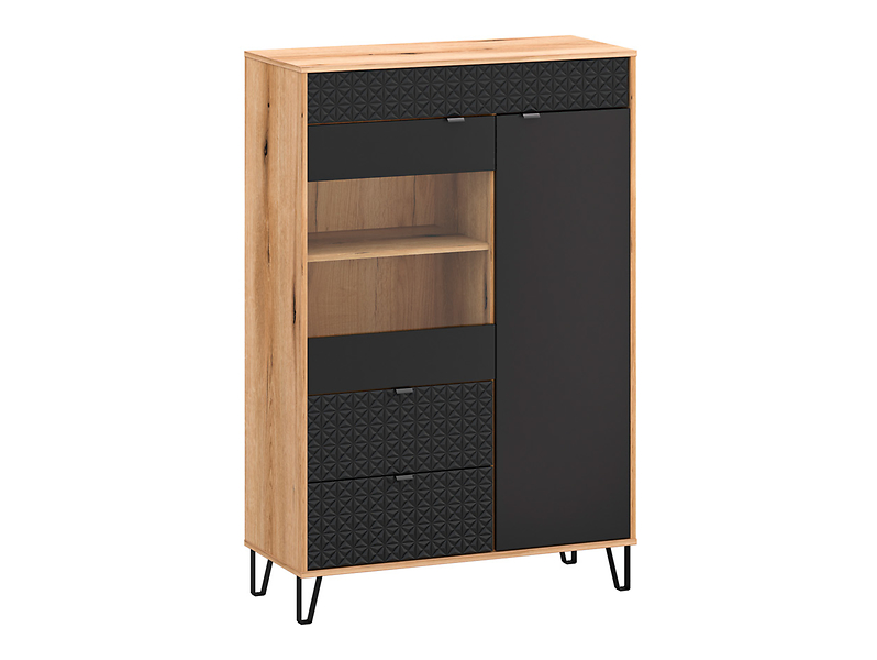 Witryna Bellano 94 cm z 2 drzwiami i 2 szufladami dąb evok/czarny 260522