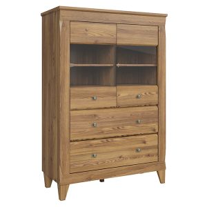 Witryna Bergen 102 cm z 2 drzwiami i 2 szufladami modrzew sibiu złoty 22844 Witryna Bergen 102 cm z 2 drzwiami i 2 szufladami modrzew sibiu złoty 22844