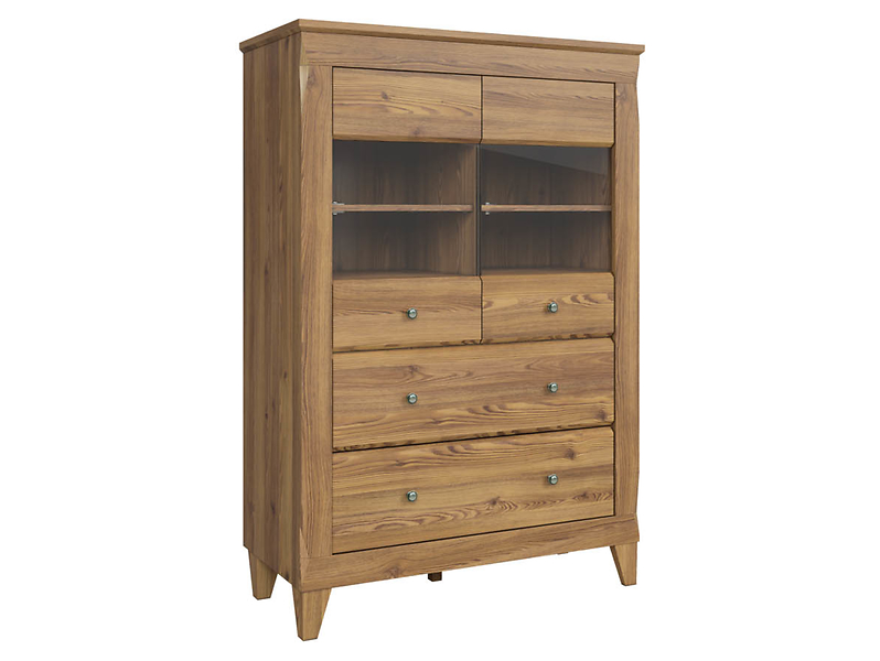 Witryna Bergen 102 cm z 2 drzwiami i 2 szufladami modrzew sibiu złoty 22844