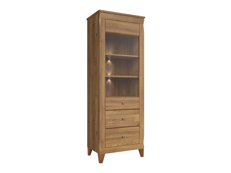 Witryna Bergen 72 cm z drzwiami i 2 szufladami modrzew sibiu złoty 20092