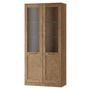 Witryna COZY-12 95 cm z 2 drzwiami i oświetleniem dąb rustical olejowany 139948 Witryna COZY-12 95 cm z 2 drzwiami i oświetleniem dąb rustical olejowany 139948