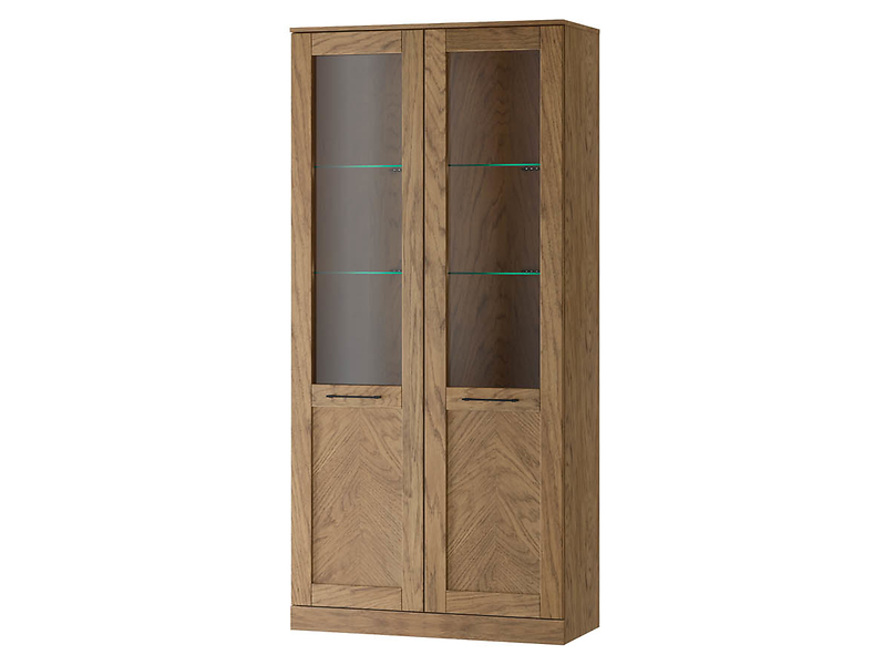 Witryna COZY-12 95 cm z 2 drzwiami i oświetleniem dąb rustical olejowany 139948