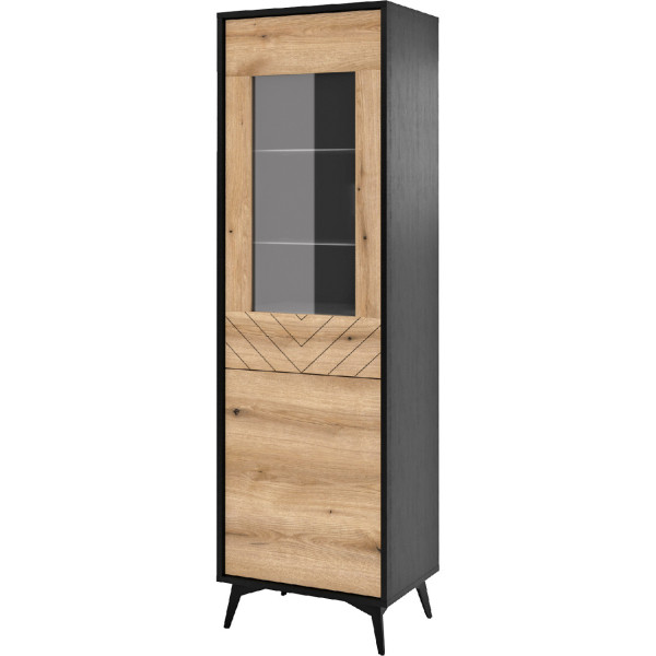 Witryna CRYSTAL 08 czarny / dąb evoke 248722