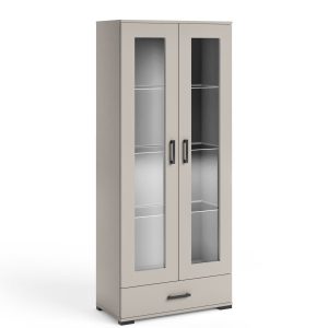 Witryna do salonu 80 cm dwudrzwiowa z szufladą FIORA kaszmir 995232 Witryna do salonu 80 cm dwudrzwiowa z szufladą FIORA kaszmir 995232