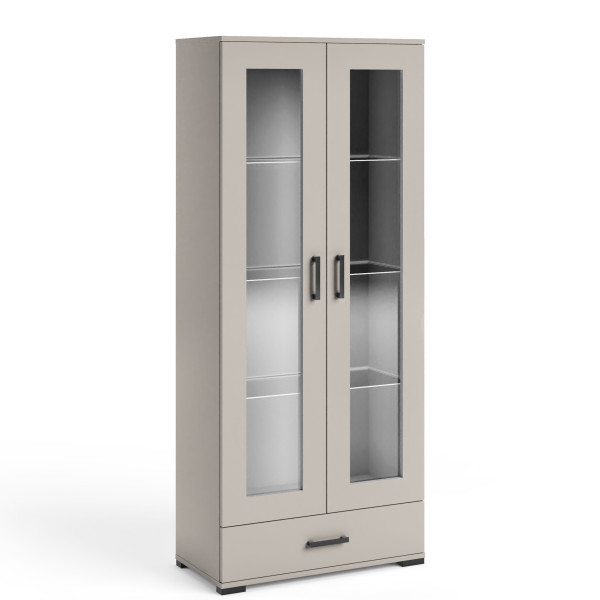 Witryna do salonu 80 cm dwudrzwiowa z szufladą FIORA kaszmir 995232