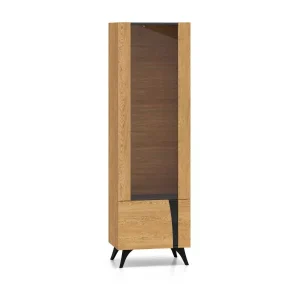 Witryna do salonu HESTIA 1W1D 58cm dąb/czarna lewa 825377 Witryna do salonu HESTIA 1W1D 58cm dąb/czarna lewa 825377
