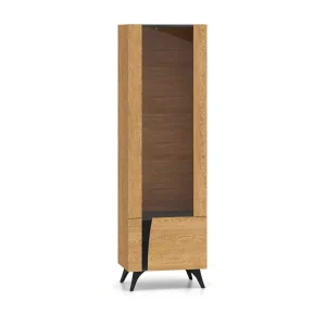 Witryna do salonu HESTIA 1W1D 58cm dąb/czarna prawa 825378 Witryna do salonu HESTIA 1W1D 58cm dąb/czarna prawa 825378