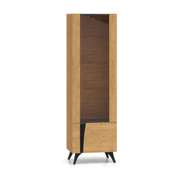 Witryna do salonu HESTIA 1W1D 58cm dąb/czarna prawa 825378